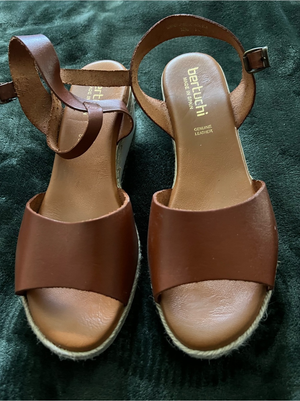 Classic Summer Brown Leather Espadrille Wedge Sandals- very comfortable